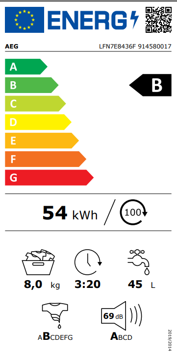 AEG Lavadora Integrable LFN7E8436F Serie 7000 ProSteam® 8kg Clase B - Imagen 4