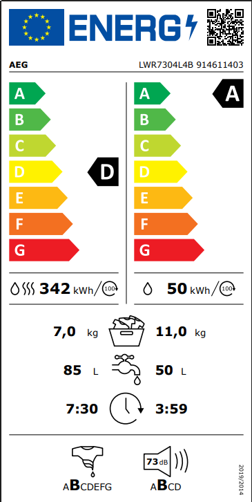 AEG Lavadora Secadora LWR7304L4B Serie 7000 ProSteam® 11kg Libre Instalación - Imagen 3