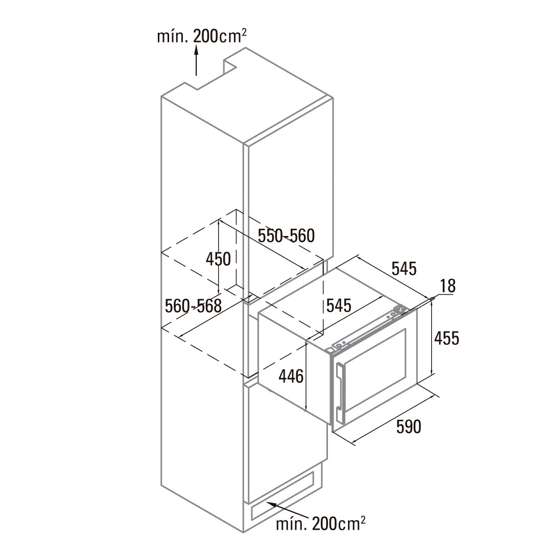 Cata Vinoteca VI 54024 X 45cm Integrable 24 Botellas LED NoFrost Clase D - Imagen 2