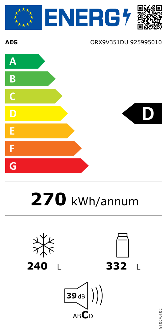 AEG Frigorífico Side-by-Side ORX9V351DU Inox 177cm No Frost 501L Clase D - Imagen 5