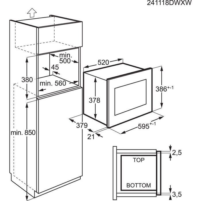 AEG Microondas Integrable TS5GM25EB Grill SteamSet Negro 25 L 900 W/1000 W - Imagen 4