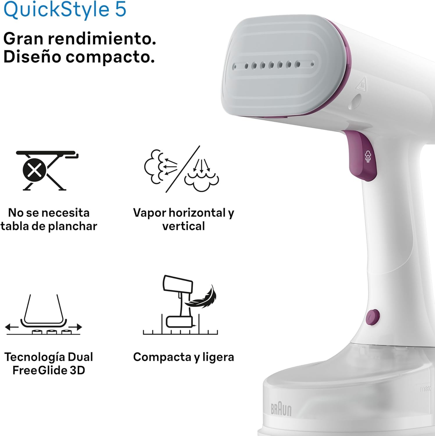 BRAUN PLANCHA VERTICAL GS5011PU 22gr/min 1200w - Imagen 6