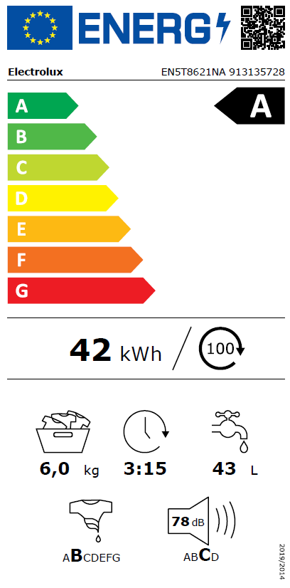 ELECTROLUX LAVADORA EN5T8621NA C/SUP 6KG 1200 RPM CLASE A - Imagen 3