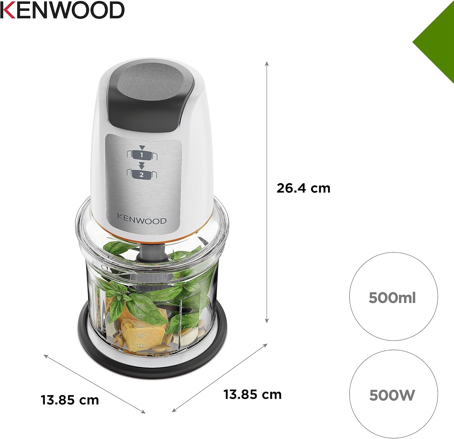 KENWOOD PICADORA CHP-61.100WH 500W 2 VEL. 0.5L - Imagen 6