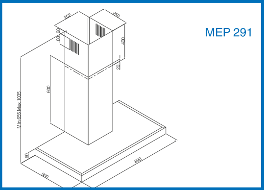 Meireles Campana Decorativa MEP291R 90cm Roja 560m3/h Clase C - Imagen 2